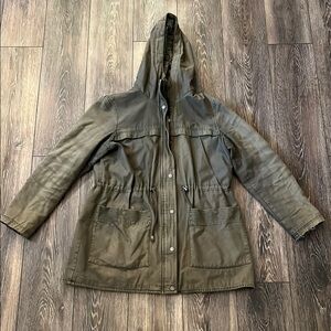Levis Army Green Hooded Parka Utility Long Jacket Women’s Large